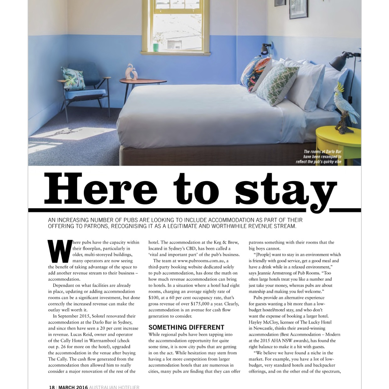 Australian Hotelier, PR Article - MARCH 2016